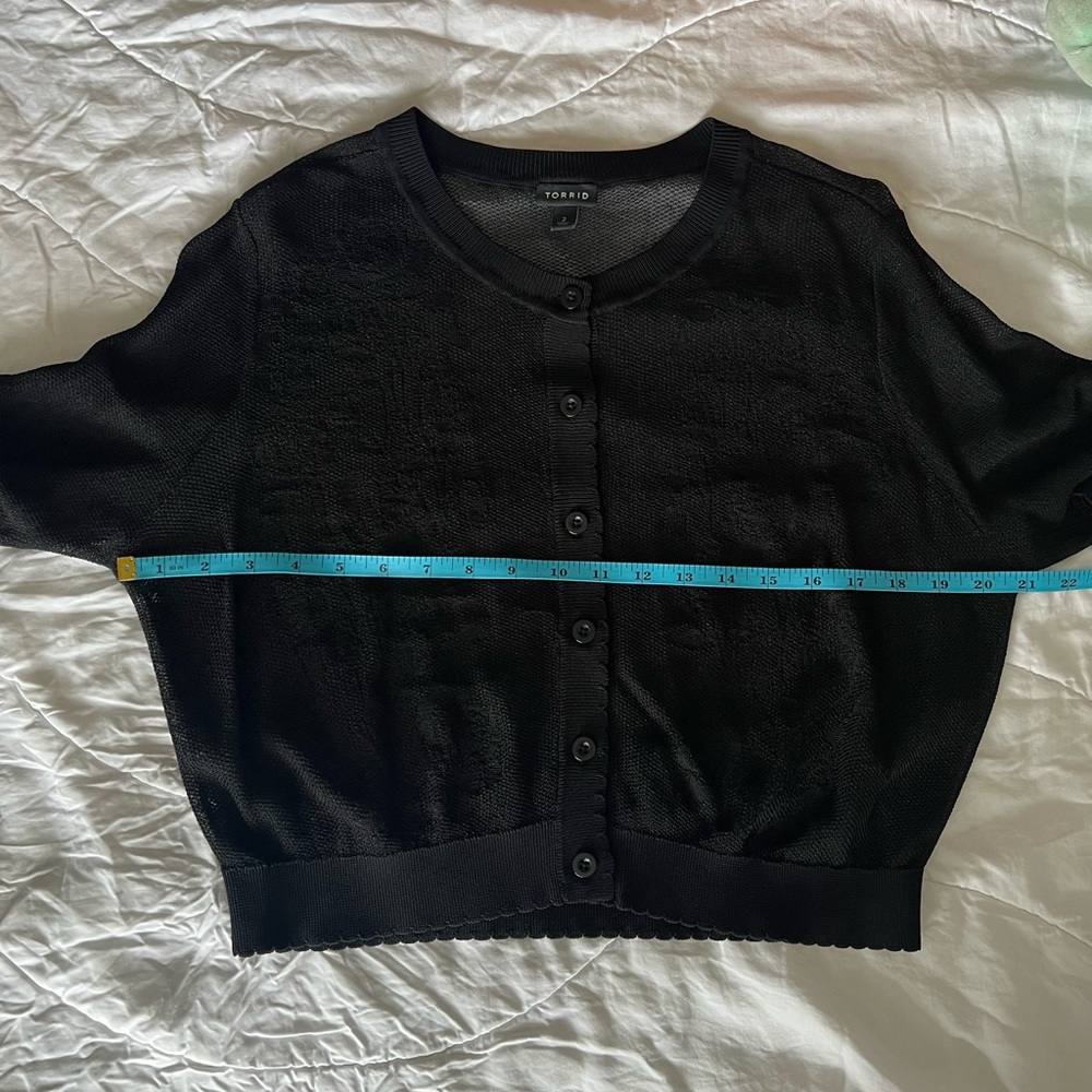Torrid Pointelle Lace Button Front Crop Cardigan - Picture 8 of 10